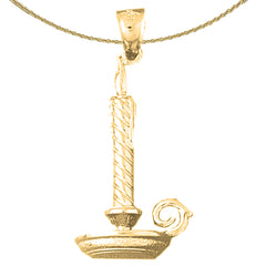 10K, 14K or 18K Gold Candle With Candle Stand Pendant