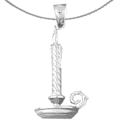 10K, 14K or 18K Gold Candle With Candle Stand Pendant