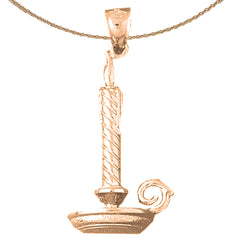 10K, 14K or 18K Gold Candle With Candle Stand Pendant