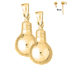 Sterling Silver 22mm Light Bulb Earrings (White or Yellow Gold Plated)