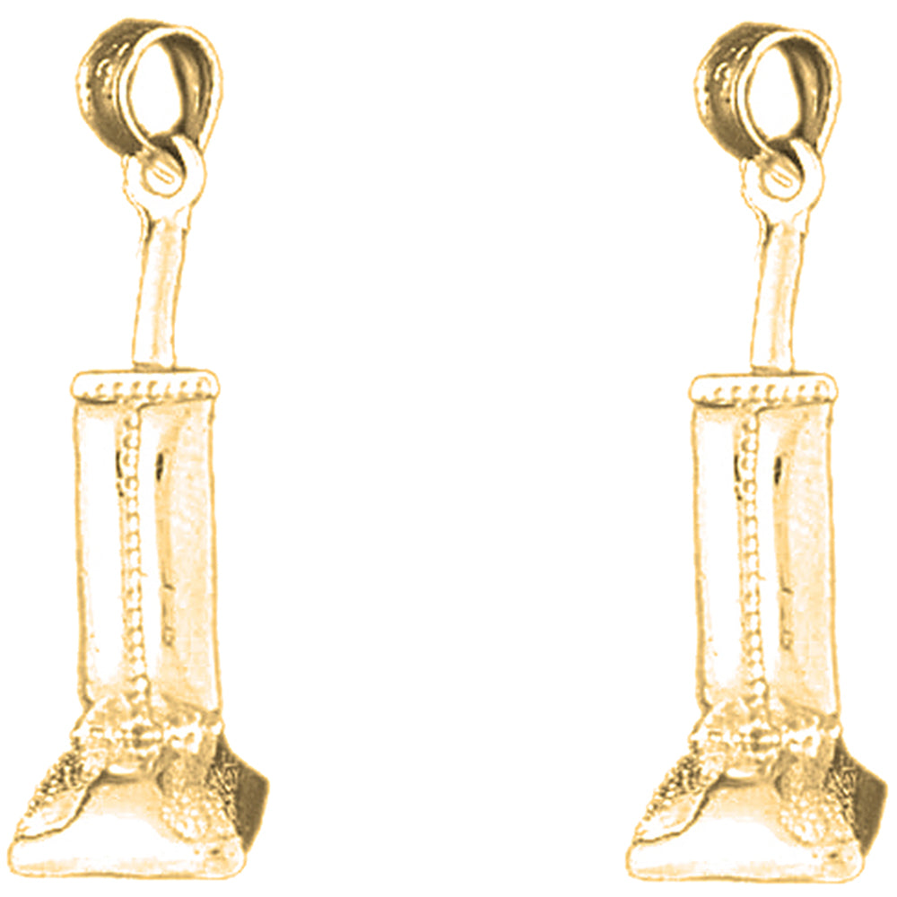 Yellow Gold-plated Silver 29mm 3D Vacuum Earrings