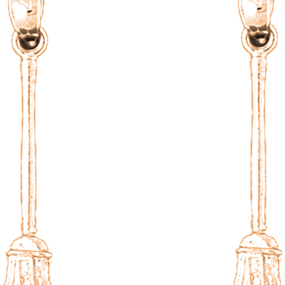 14K or 18K Gold 29mm 3D Broom Earrings