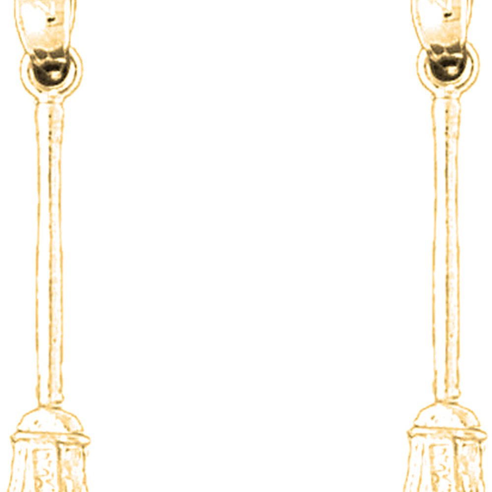 Yellow Gold-plated Silver 29mm 3D Broom Earrings