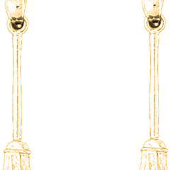 14K or 18K Gold 29mm 3D Broom Earrings