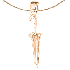 3D-Regenschirmanhänger aus 14 Karat oder 18 Karat Gold