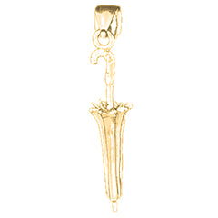 14K or 18K Gold 3D Umbrella Pendant