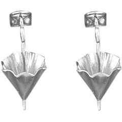 Sterling Silver 23mm 3D Umbrella Earrings