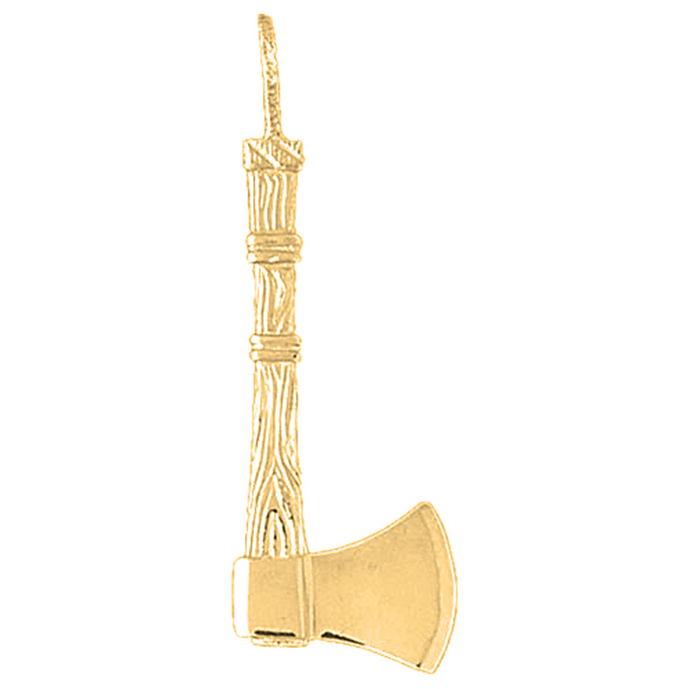 10K, 14K or 18K Gold 3D Ax Pendant