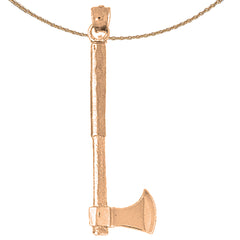 10K, 14K or 18K Gold 3D Ax Pendant