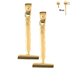 Spitzhacken-Ohrringe aus Sterlingsilber, 33 mm (weiß- oder gelbvergoldet)