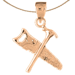 14K or 18K Gold Saw And Hammer Pendant