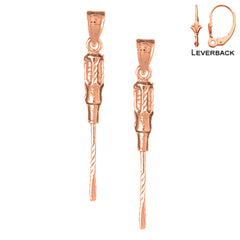 14K or 18K Gold 3D Screw Driver Earrings