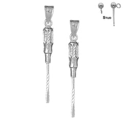 14K or 18K Gold 3D Screw Driver Earrings