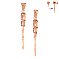 14K or 18K Gold 3D Screw Driver Earrings