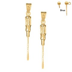 14K or 18K Gold 3D Screw Driver Earrings