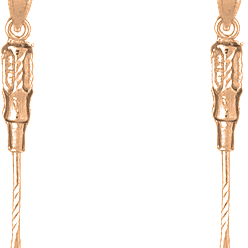 14K or 18K Gold 37mm 3D Screw Driver Earrings