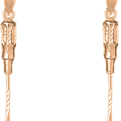 14K or 18K Gold 37mm 3D Screw Driver Earrings