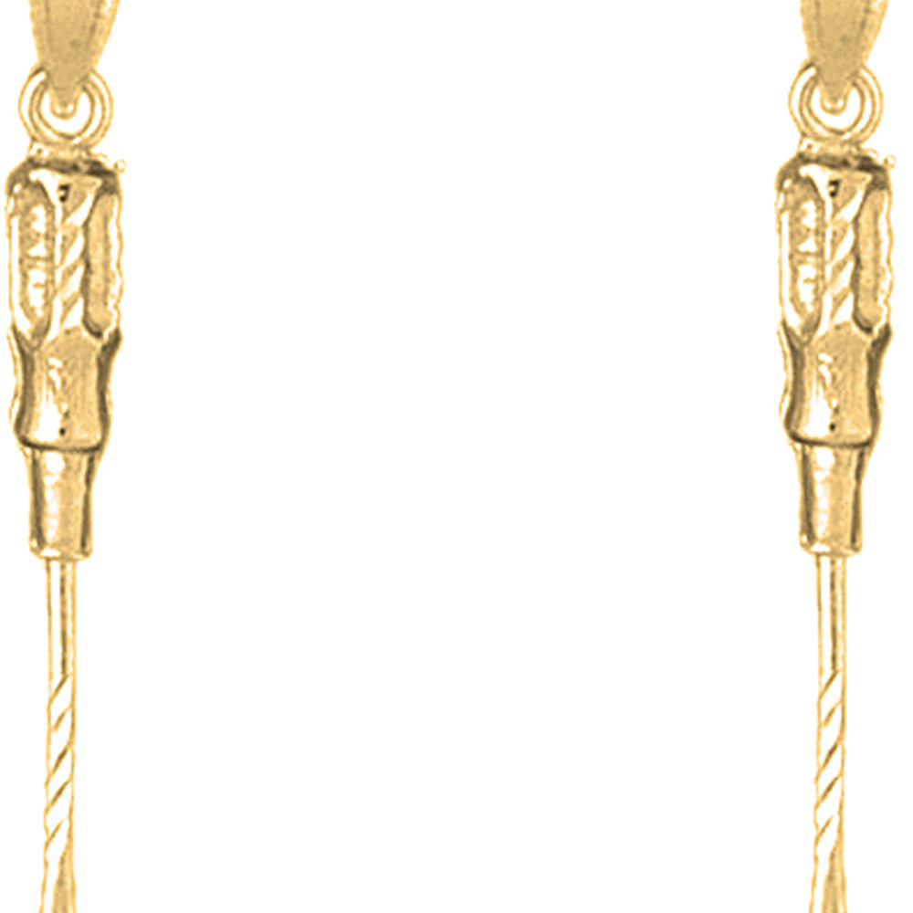 14K or 18K Gold 37mm 3D Screw Driver Earrings