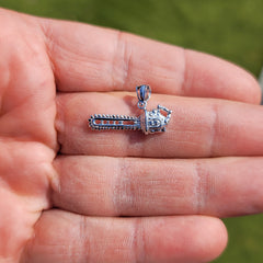 Colgante de sierra de cadena de oro de 14K o 18K