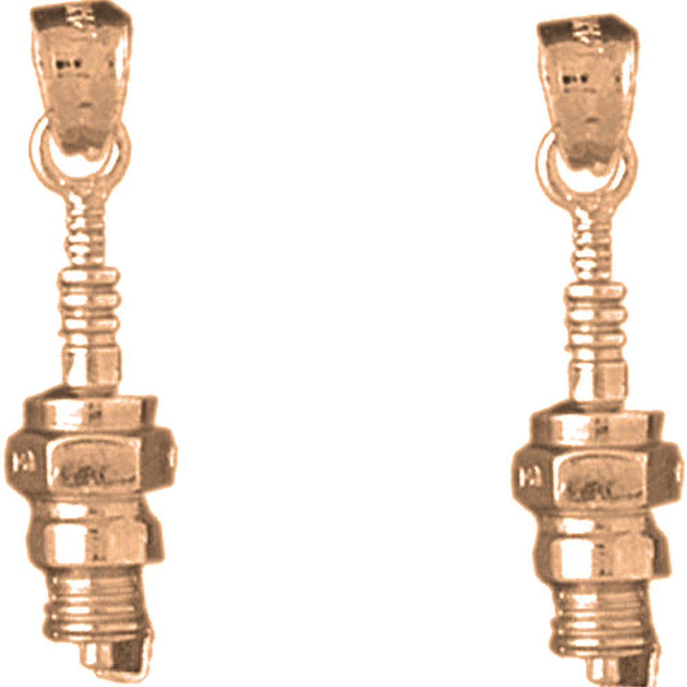 14K or 18K Gold 25mm Spark Plug Earrings