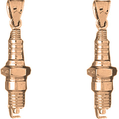 14K or 18K Gold 36mm Spark Plug Earrings
