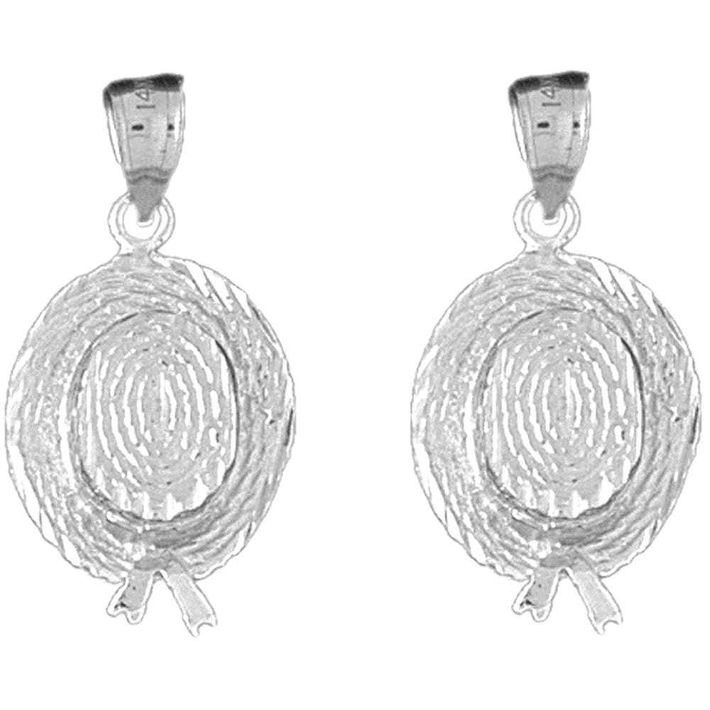 Sterling Silver 28mm 3D Hat Earrings