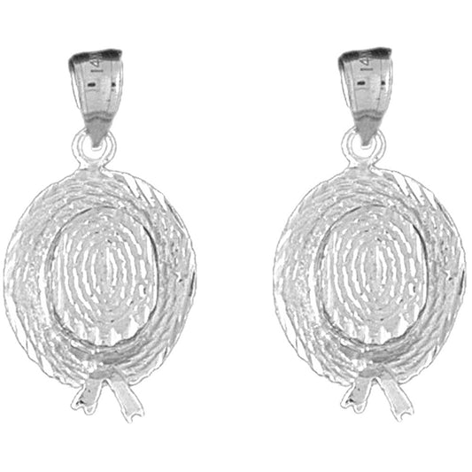 Sterling Silver 28mm 3D Hat Earrings