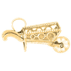 10K, 14K or 18K Gold 3D Wheel Barrel Pendant