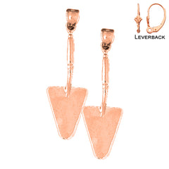 14K or 18K Gold 3D Shovel Earrings
