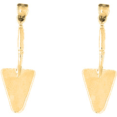 14K or 18K Gold 39mm 3D Shovel Earrings