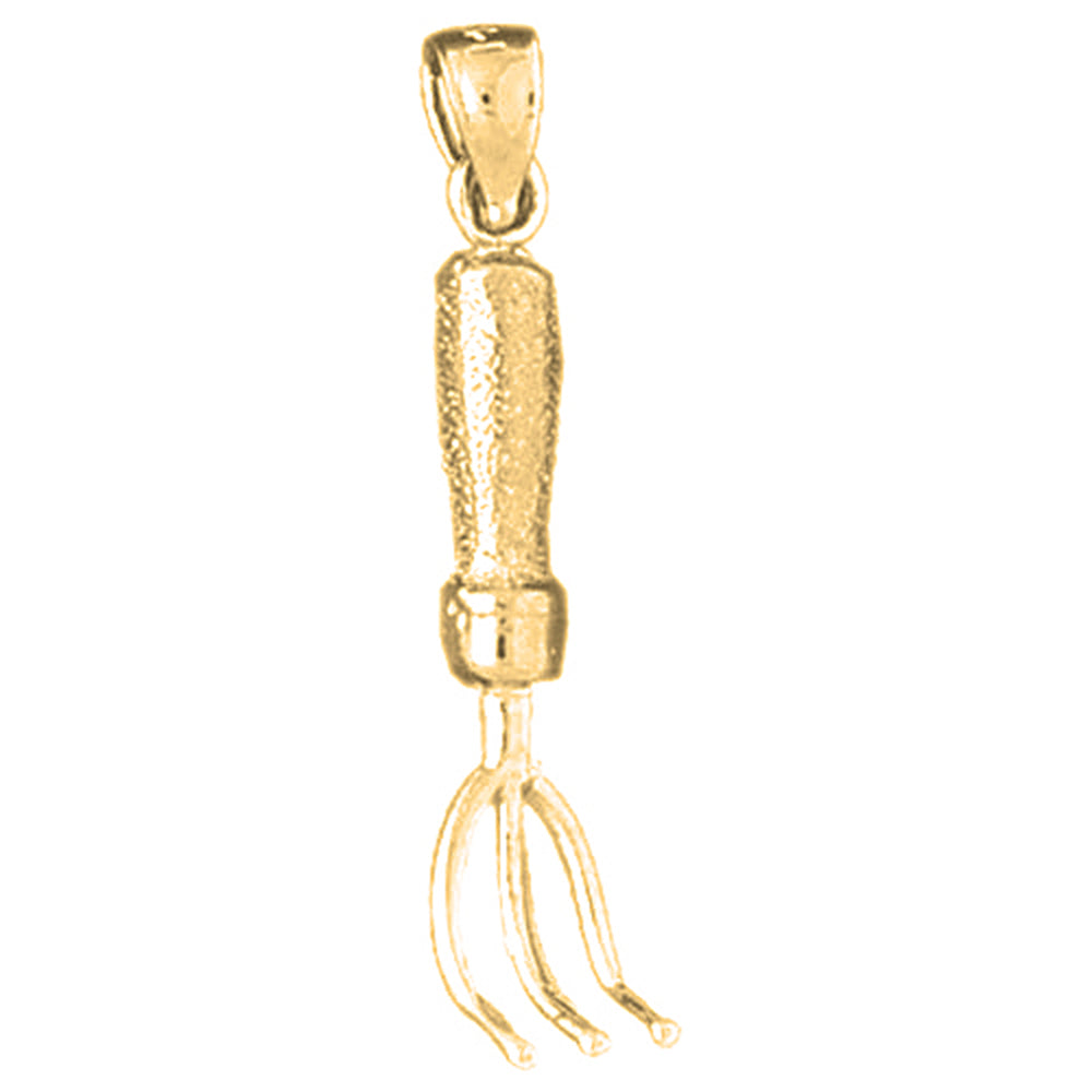 14K or 18K Gold 3D Rake Pendant