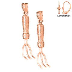 14K or 18K Gold 3D Rake Earrings