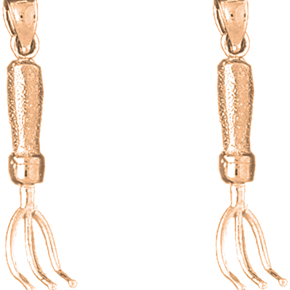 14K or 18K Gold 31mm 3D Rake Earrings