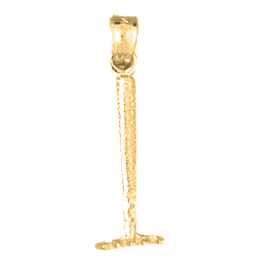 14K or 18K Gold 3D Rake Pendant