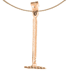 Colgante de rastrillo 3D de oro de 14 quilates o 18 quilates