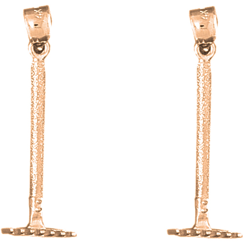 14K or 18K Gold 32mm 3D Rake Earrings