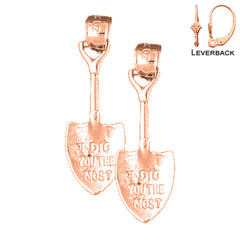 14K or 18K Gold 3D Shovel Earrings