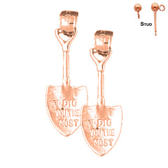 14K or 18K Gold 3D Shovel Earrings