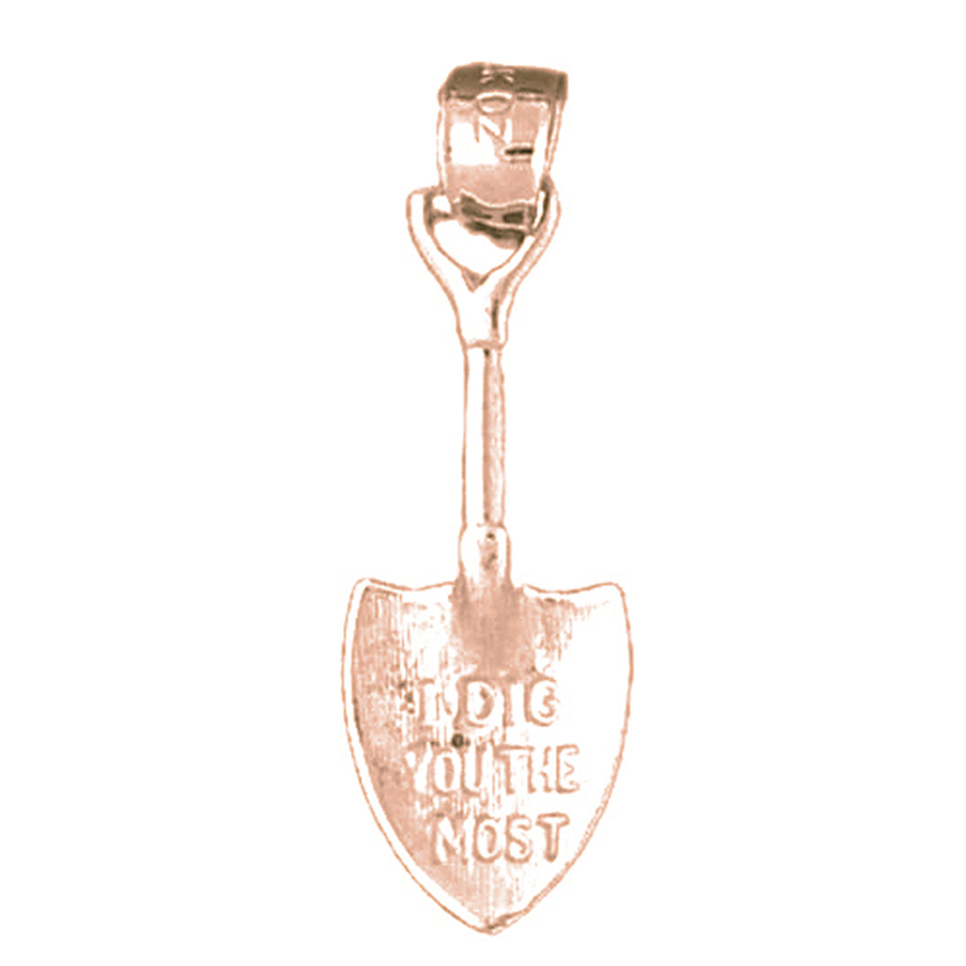 14K or 18K Gold 3D Shovel Pendant
