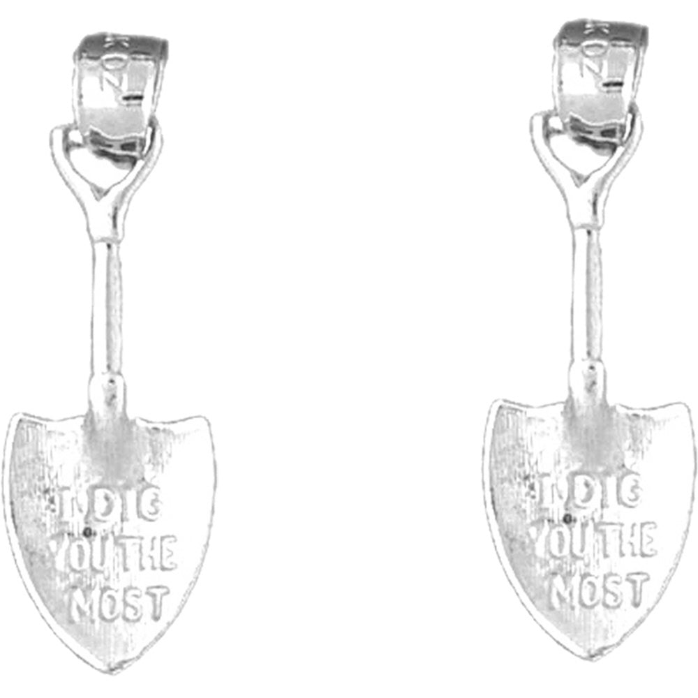 Sterling Silver 27mm 3D Shovel Earrings