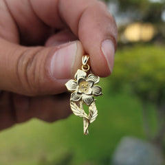 10K, 14K or 18K Gold Daffodil Flower Pendant