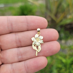 Colgante de flor de narciso de oro de 10K, 14K o 18K