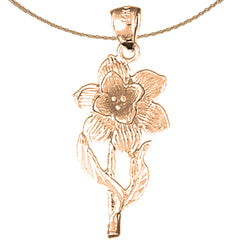 Colgante de flor de narciso de oro de 10K, 14K o 18K