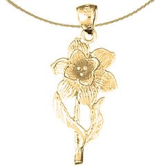 Colgante de flor de narciso de oro de 10K, 14K o 18K