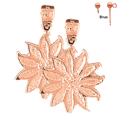 14K or 18K Gold 11 Petal Flower Earrings