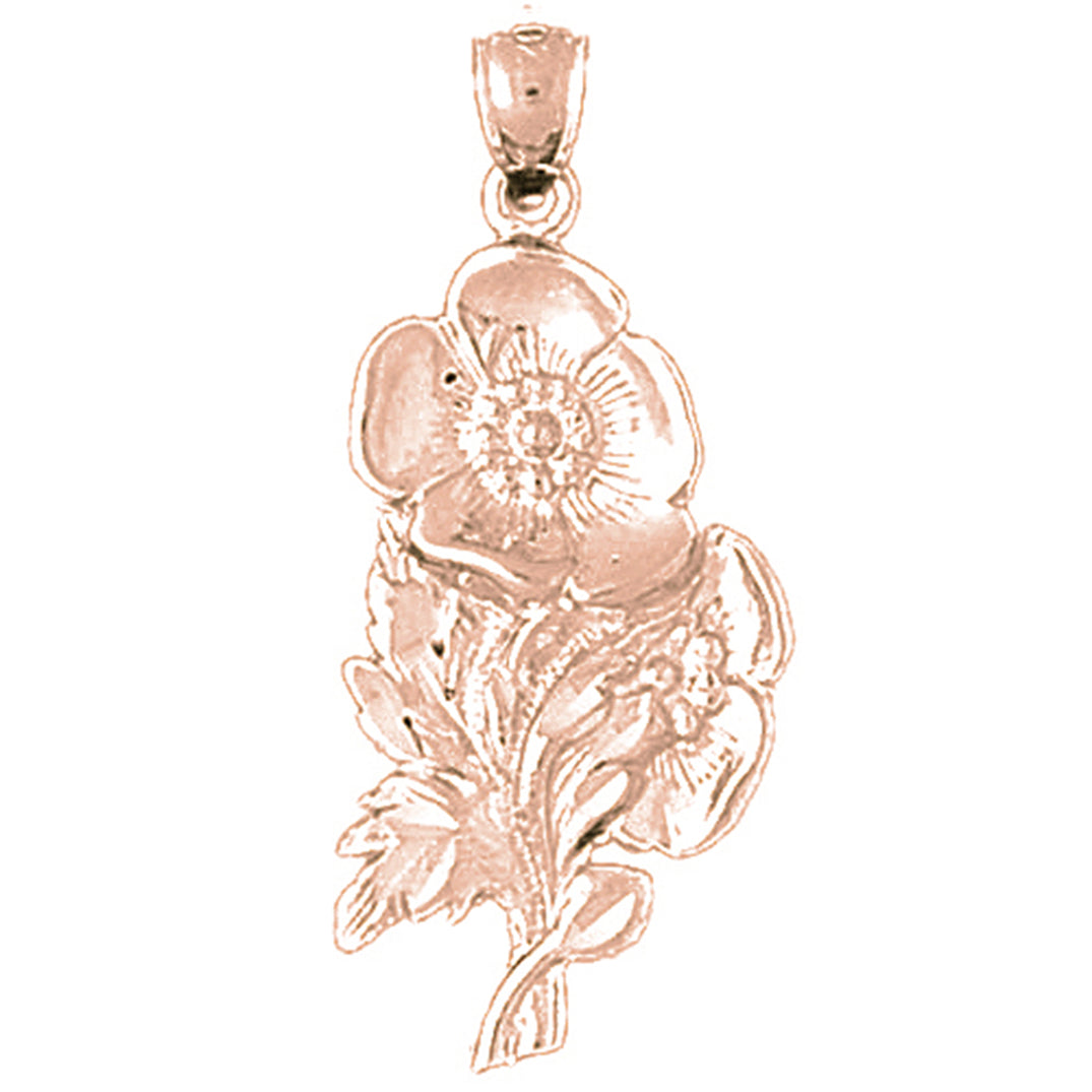 10K, 14K or 18K Gold Flower Pendant