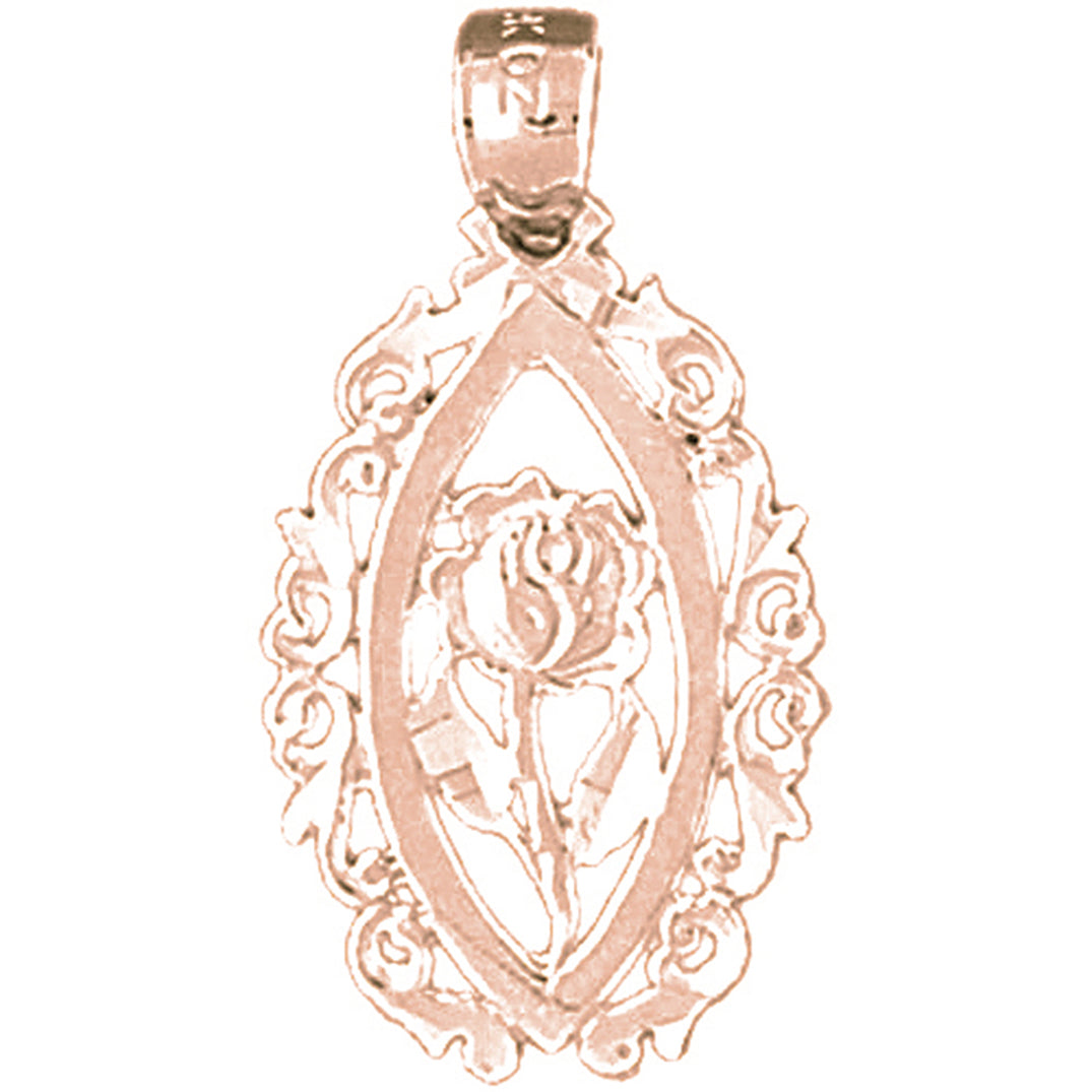 14K or 18K Gold Rose Flower Pendant