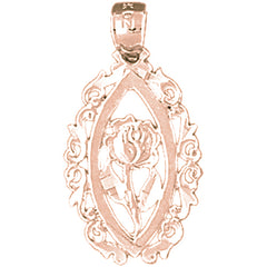 14K or 18K Gold Rose Flower Pendant