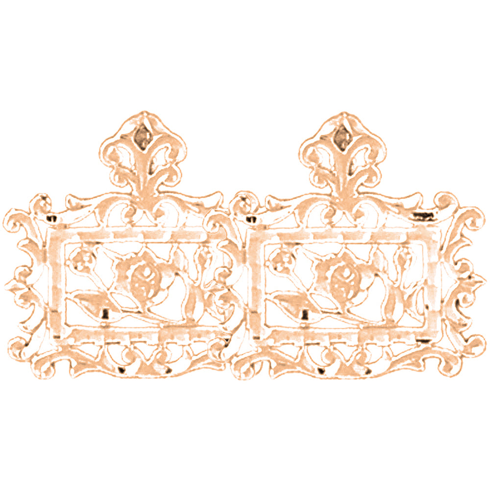 14K or 18K Gold 18mm Rose Flower Earrings