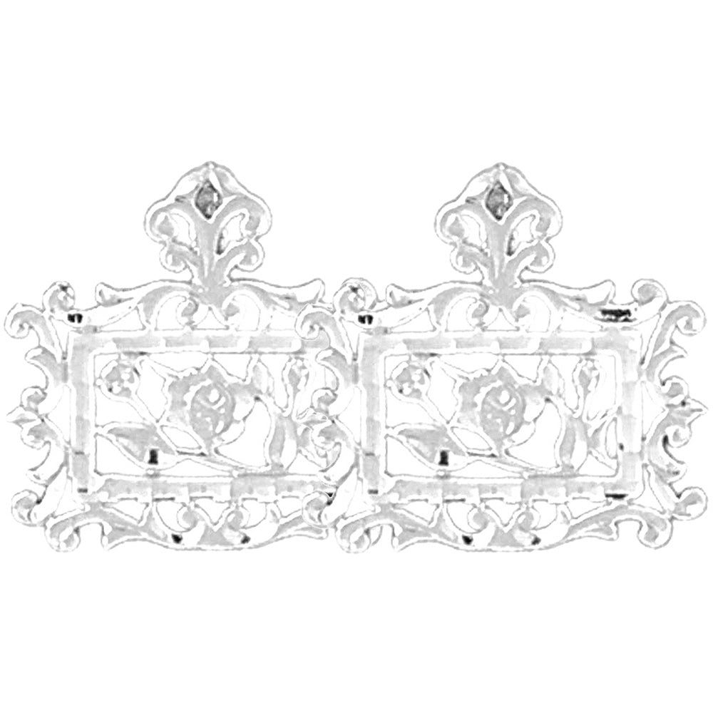 Sterling Silver 18mm Rose Flower Earrings